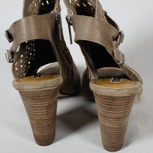 BCBGeneration Ankle Booties Peep Toe Block Heel Brown Leather Wo Size 10 M - Picture 4 of 8